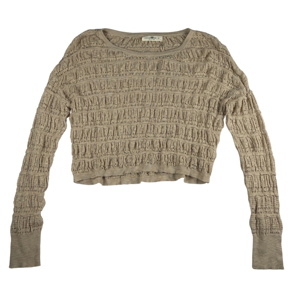 NWT Natural Life Women's Crop Sweater Cream Tan Small - Picture 6 of 10